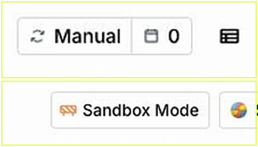 Clay table toolbar with Manual mode and Sandbox Mode outlined