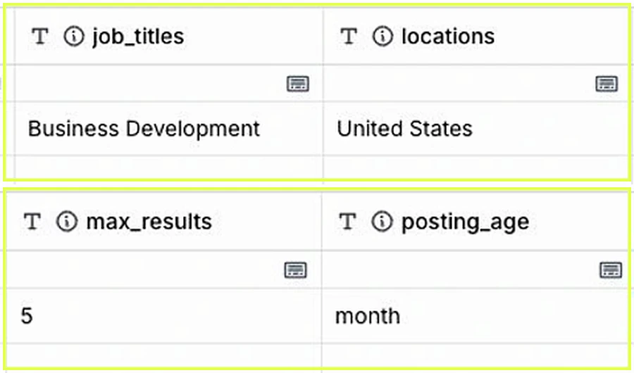 Target Accounts row with job title, location, result limit, posting age, and routing action outlined