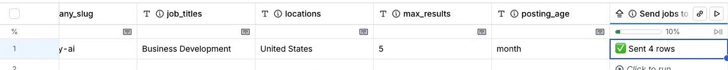 Target Accounts row with job title, location, result limit, posting age, and routing action outlined